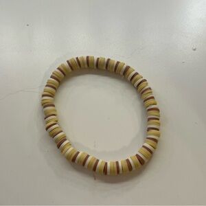 Beaded Stretch Bracelet in Cream and Brown